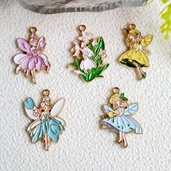 10pcs Cartoon Anime Fairy Alloy Enamel Pendant Kawaii Metal Charms DIY Necklace Bracelet Earrings Keychain Decoration Accessory