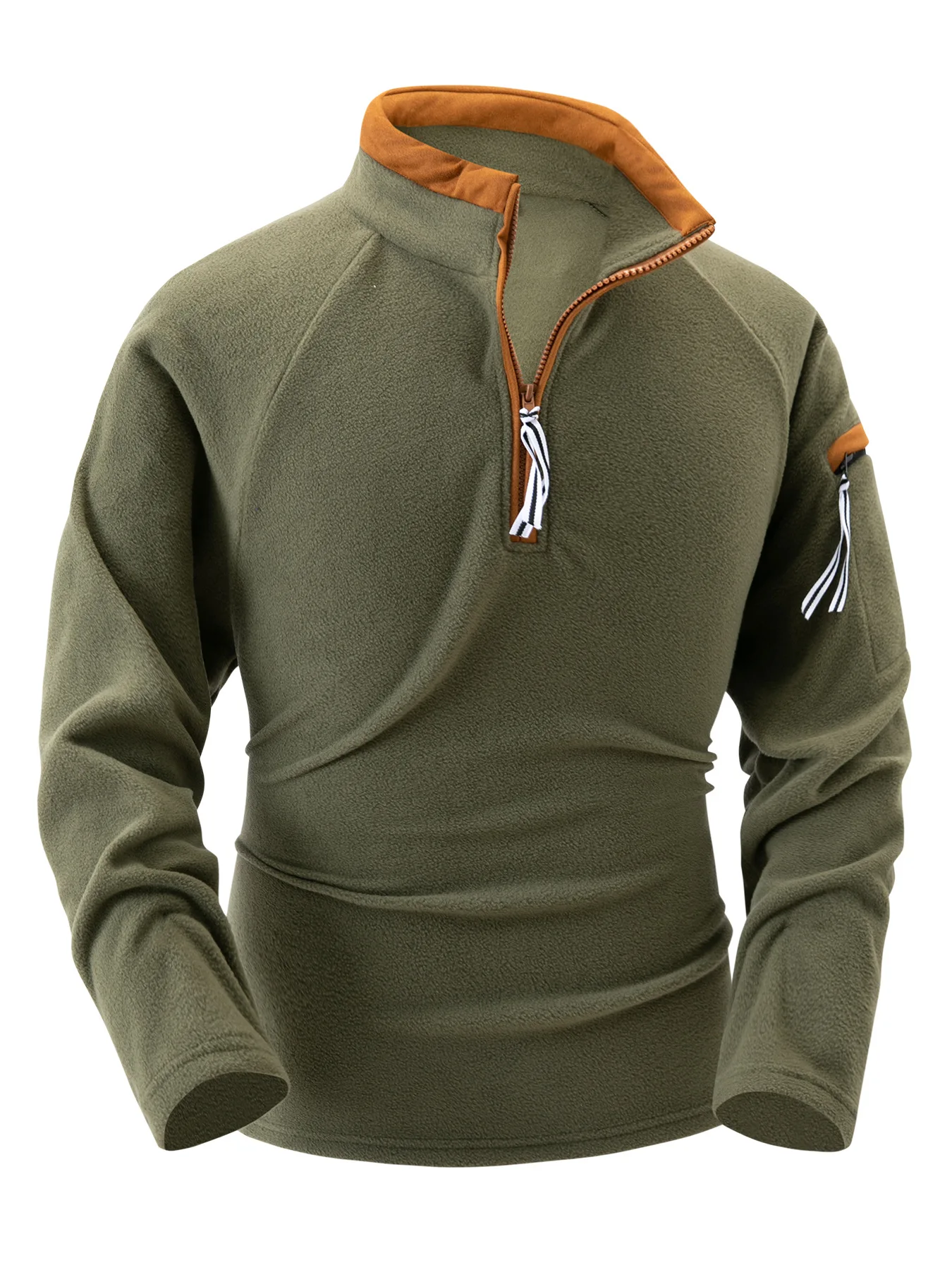 2025 new men's winter long sleeve hoodie solid color top zipper lapel thick sports fashion top