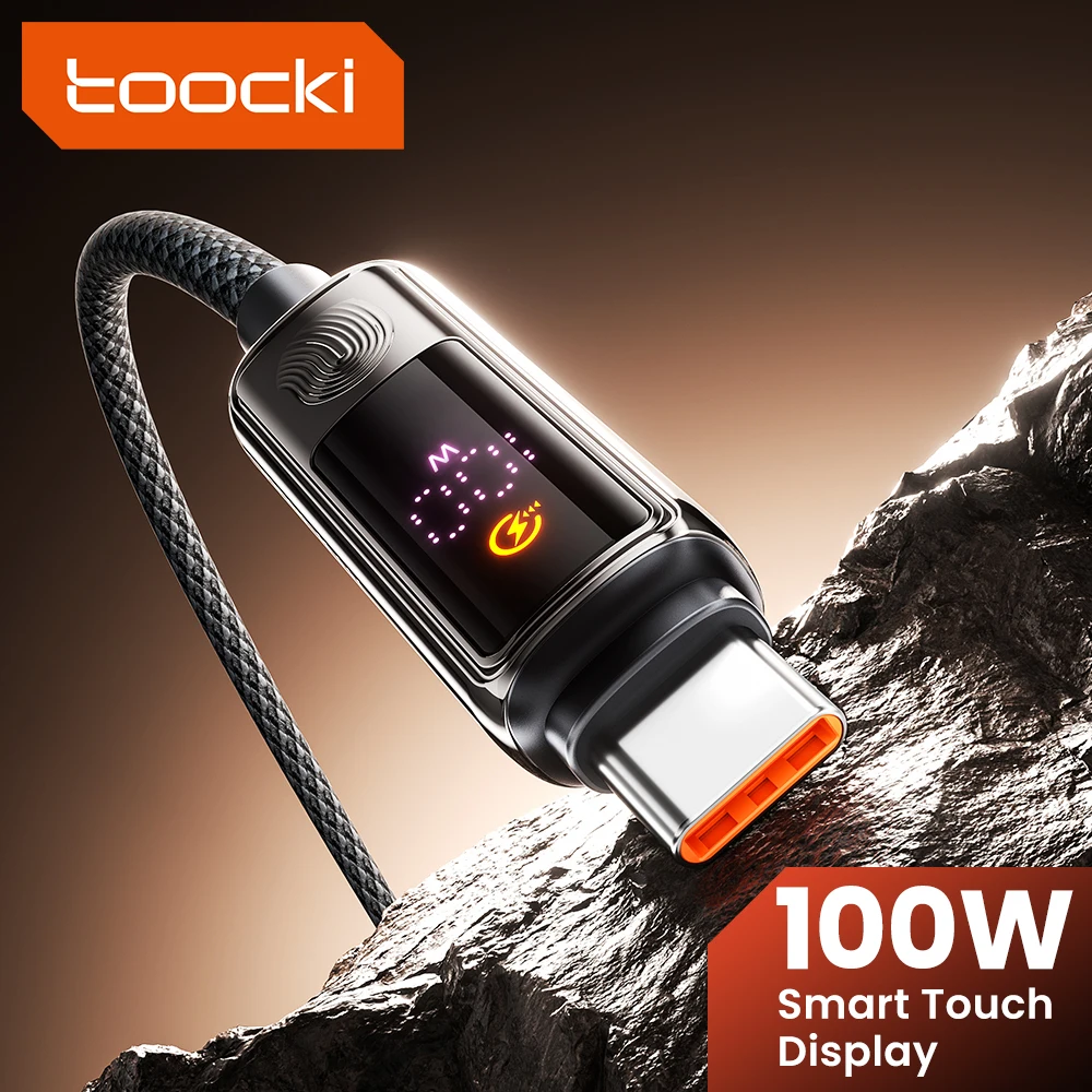 Toocki 100W USB C to Type C Cable for Samsung Super Fast Charging 2.0 PD3.0 with Touch Button LED Display Design Wire for iPhone