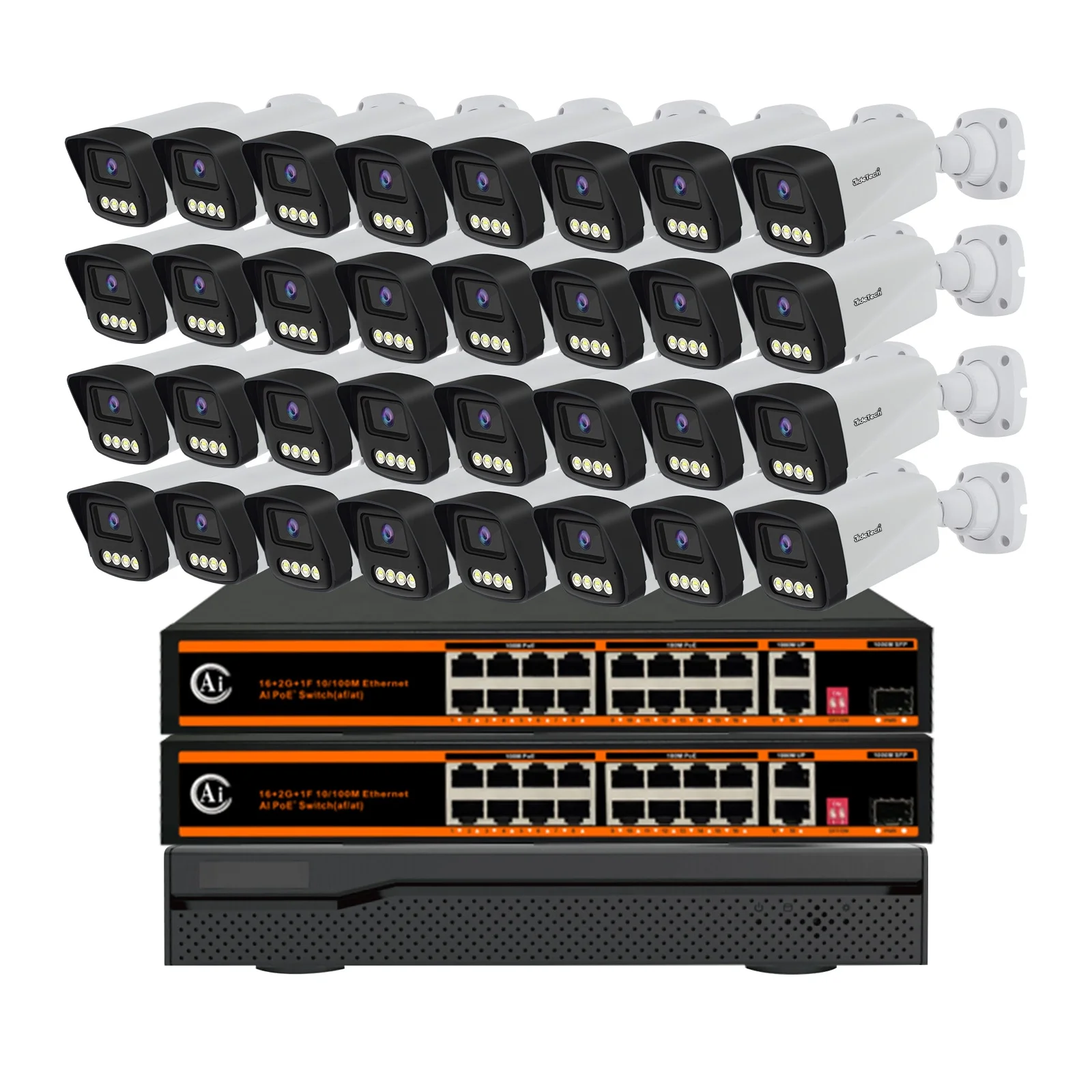 

JideTech 5MP 32ch Outdoor POE Plastic Case Bullet Camera System IP Camera NVR Kits Motion Detection Camera