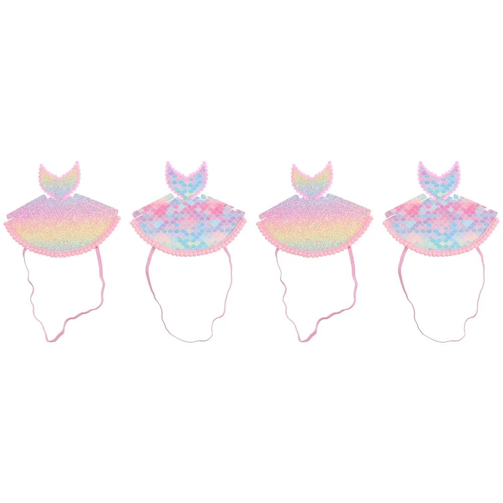 

4pcs Kids Party Hats Elastic Mermaid Caps Band Shape Photo PropsCelebratory Accessories