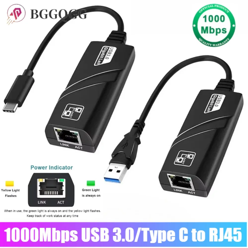 1000Mbps USB 3.0 Typ-C USB zu RJ45 LAN Ethernet-Adapter Netzwerkkarte für Macbook Desktop Laptops Windows Laptop Plug and Play