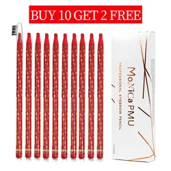 1pcs Monica Tattoo Artist Designed Eyebrow Pencil Red Hard Core Permanent Makeup Long Lasting Waterproof Positioning Pencil