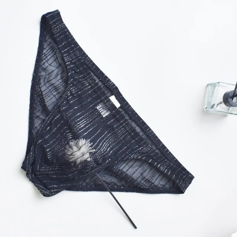 Solid color mesh thin perspective men's T-pants cross-border transparent T-panties BL-907