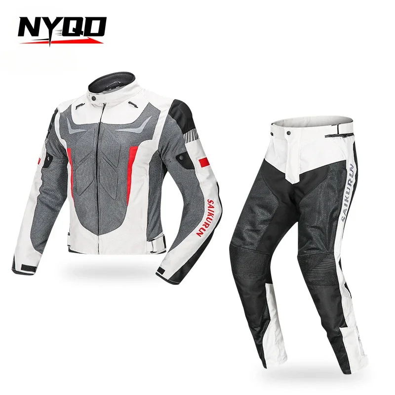 Motorcycle Riding Jacket Men Summer Breathable Suit Motorcyclist Clothing Neck Guard Detachable Outdoor Protective Equipment 2