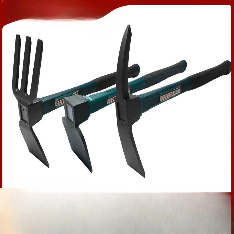 Multi functional outdoor portable pickaxe, specialized hoe for digging trees and grass, thick and high hardness carbon steel