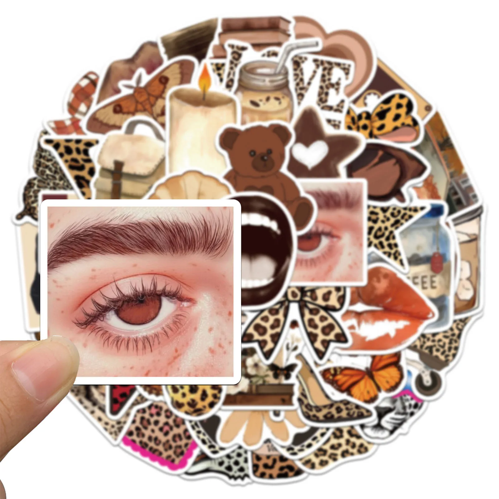 50Pcs Leopard Print Aesthetic Stickers Y2K Cowgirl Waterproof Vinyl Decals for Journal Laptop Water Bottle DIY Decor