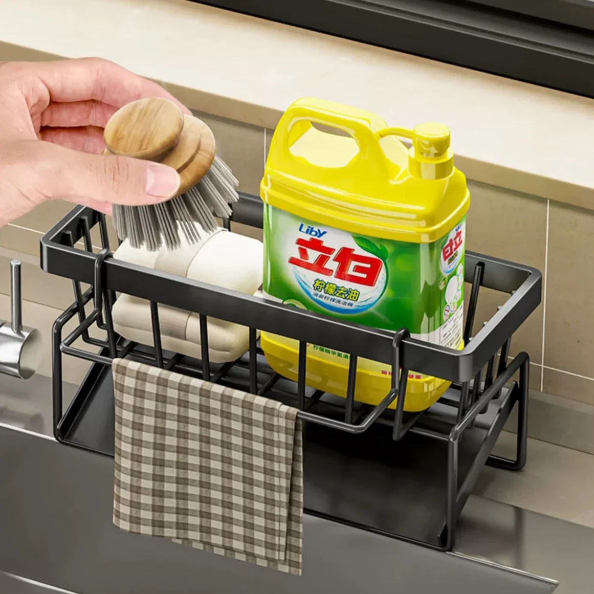 Kitchen Sponge Holder Stainless Steel Sink Drain Rack Soap Drainer Towel Rack Shelf Organizer bathroom Storage Accessories