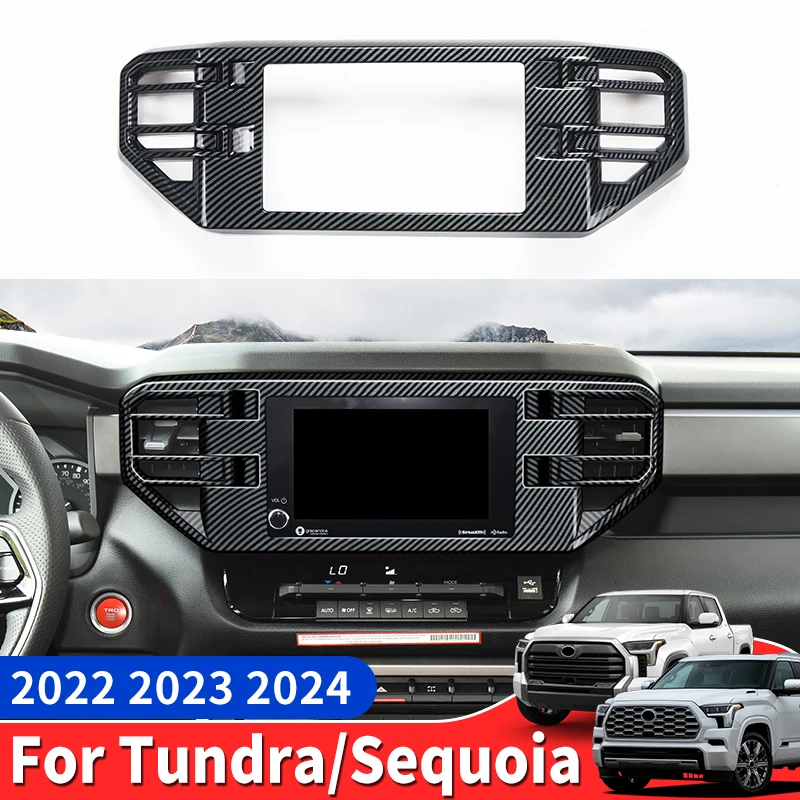 

For 2022 2023 2024 Toyota Tundra Sequoia Center Console Navigation Panel fiber pattern sticker Interior Decoration Accessories