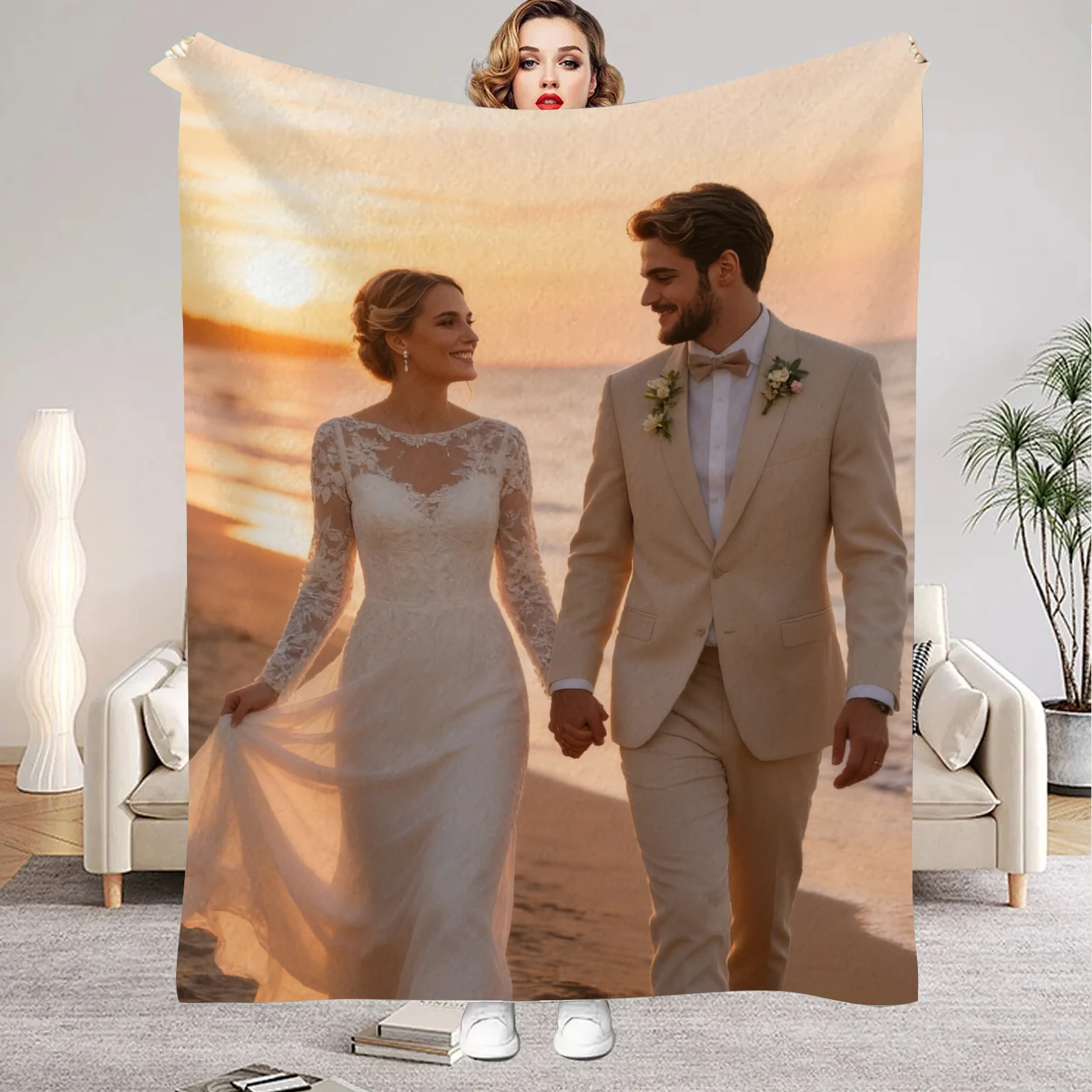 1pc personalizado cobertor foto pessoal flanela cama cobertor aniversário casamento casal presente do feriado cobertor