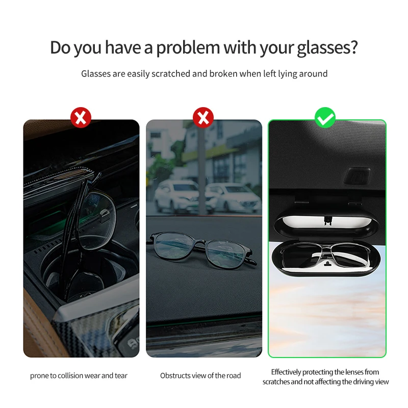 Car Glasses Sunglasses Case Suede Sun Glasses Clip Storage For Geely Monjaro Atlas Tugella Geometry C Coolray Emgrand ec