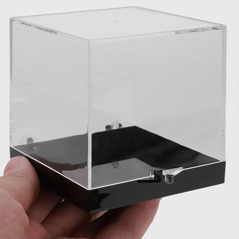 Rock Storage Box 6.8x6.8x6.8 Black Base Set of 3 Strong Clear Display Case for Mineral Specimens Space Saving