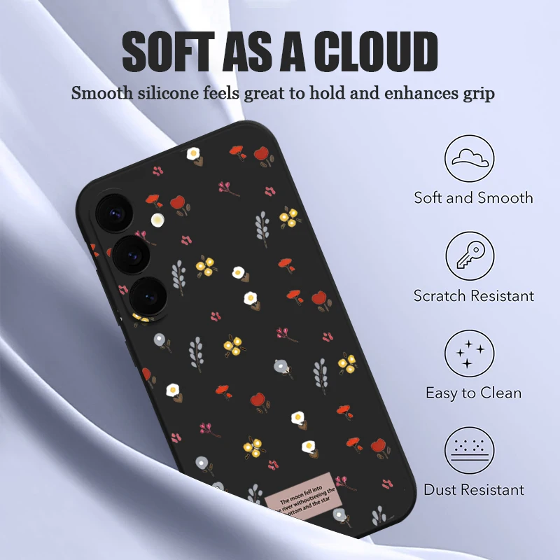 حافظة ناعمة مغناطيسية على شكل زهرة صغيرة لهاتف سامسونج جالاكسي S24 FE S25 S24 S23 S22 Ultra Plus لهاتف Magsafe غطاء حبل للشحن اللاسلكي