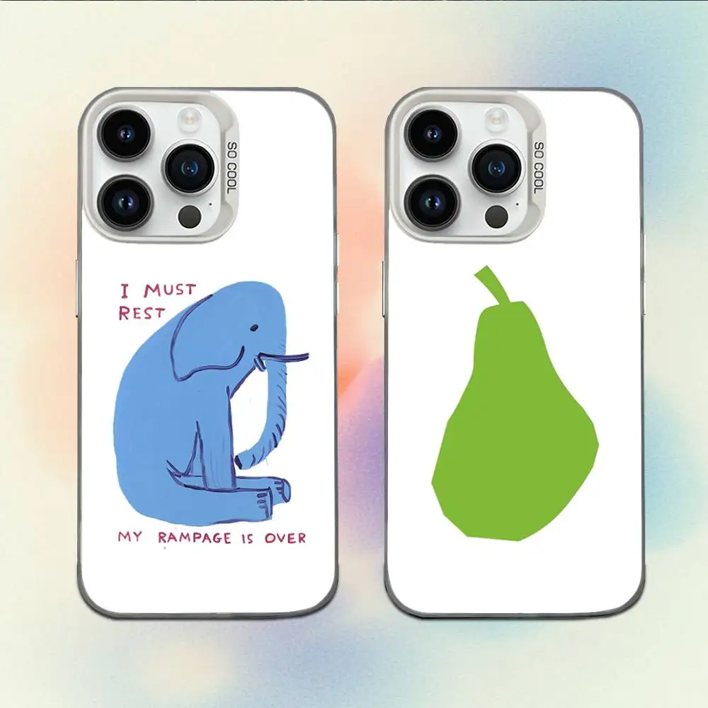

Art D-David J-John Shrigley Visual Phone Case For iPhone 16,15,14,13,12,11,Mini,Pro,E,MAX White Candy Matte Shockproof Cover