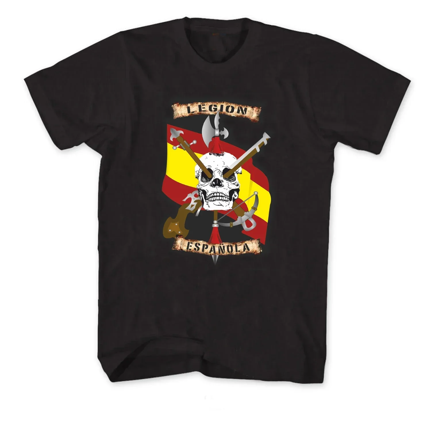 T-Shirt. Summer Cotton O-Neck Short Sleeve Mens T Shirt New S-4XL Spanish Foreign Legion Symbol Skull Flag Espanola