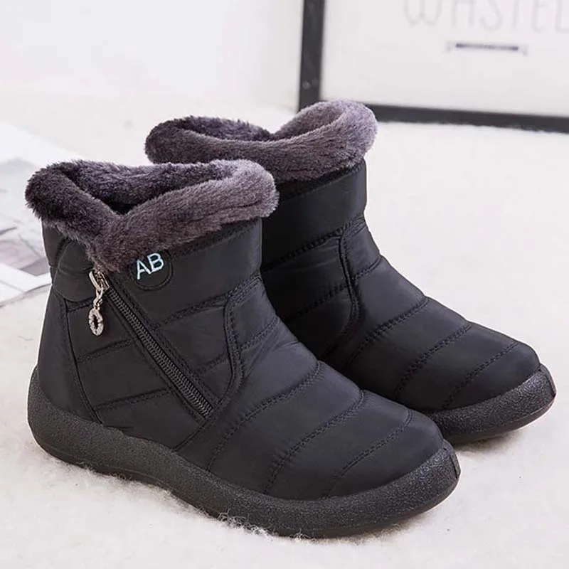 Botas de nieve para Mujer, Botas cómodas para Mujer, zapatos impermeables para Mujer, zapatos con cremallera, Botas de invierno de piel suave para Mujer, Botas para Mujer