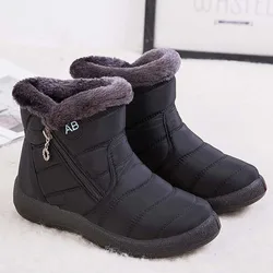 Sneeuw Dameslaarzen Comfortabele dameslaarzen Waterdichte damesschoenen Rits Schoenen Vrouw Zacht bont Dameswinterlaarzen Botas Mujer