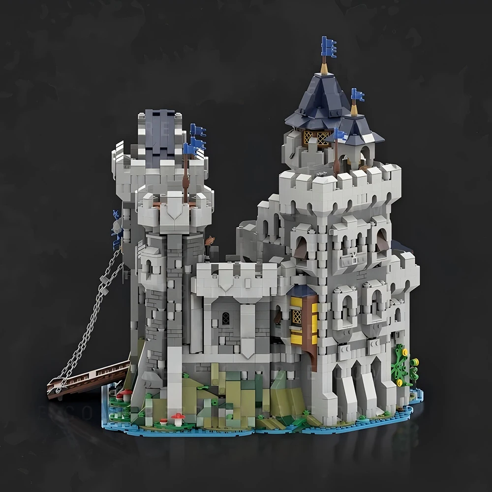 MOC Architettura medievale Falcon modulare Castello principale Street View Modello Building Blocks Giocattoli di assemblaggio fai-da-te Collezione per adulti Regalo
