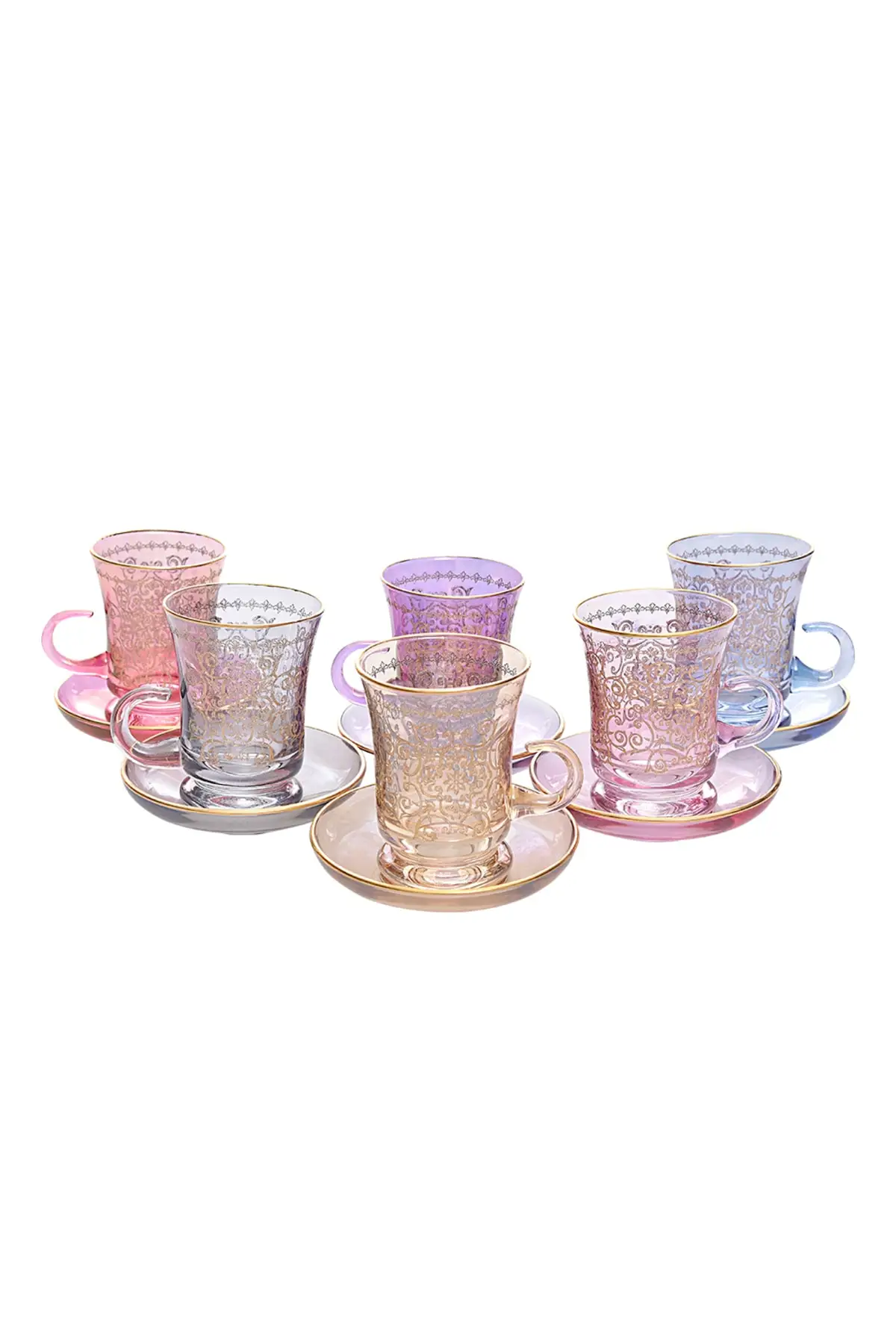 

DOLBOVI Tea Takımı Handle 12 Prc Patrice Altın 6 Color Asr M00285 English Tea Glass Cup