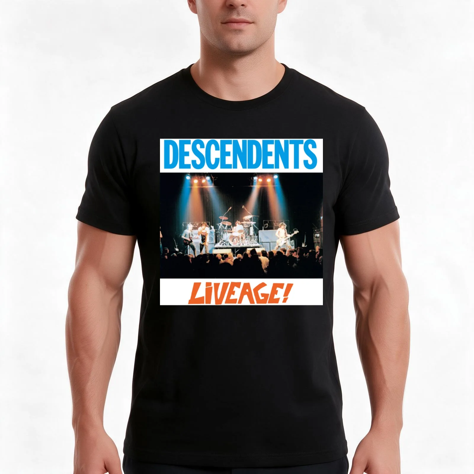 Descendents Liveage T-Shirt, Summer Casual Cotton Tee, Oversized Streetwear Tops, Vintage Graphic Print, Loose Fit Short Sleeve