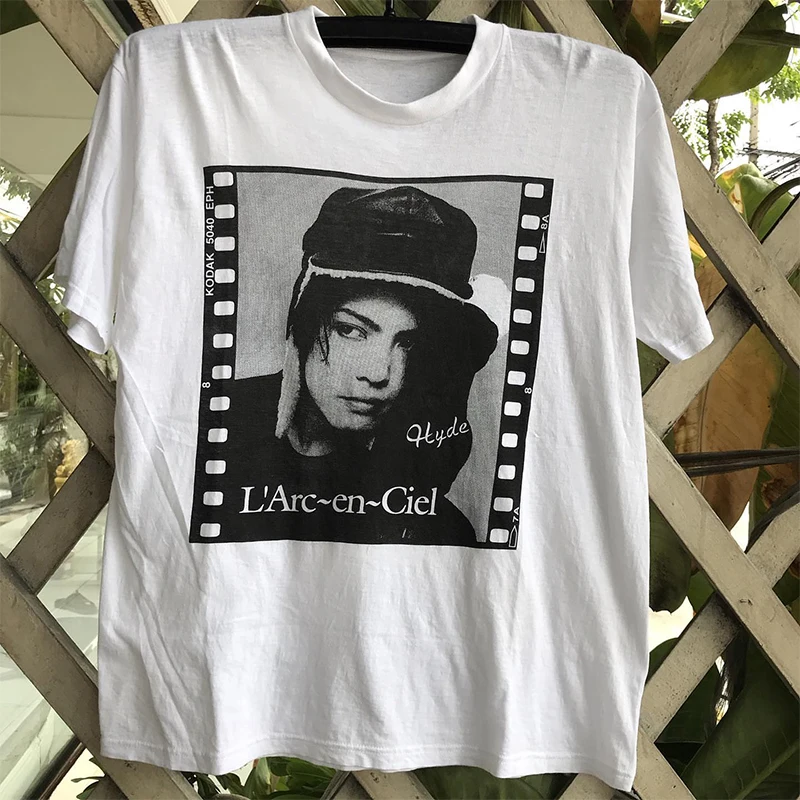 LArcenCiel Rainbow Band Japanese Style Psychedelic Rock Vintage Simple Retro Short Sleeve Unisex T-Shirt Cotton round Neck