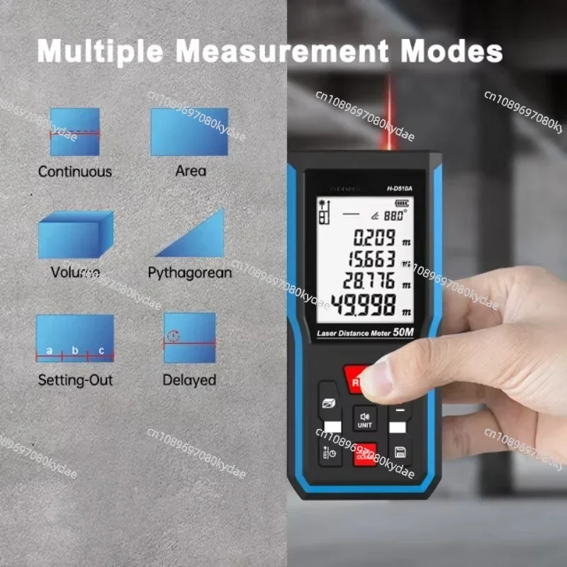 H-d510a Industrial LCD Backlit Large Screen M/in/ft  99 Units Digital Angle Range Finder Laser Distance Meter