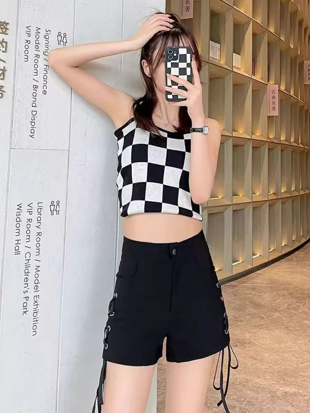 

Сексуальные женские короткие брюки, шорты для женщин, высокая талия, кокетка, черный японский стиль 2000-х, классическая одежда по низкой цене, дизайн Y2k XL