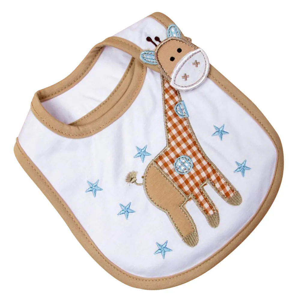 

Baby Infants Cotton Waterproof Drool Bibs Embroidered Cartoon Beige Giraffe Soft Absorbent Bandana Saliva Towels Baby Bibs Drool