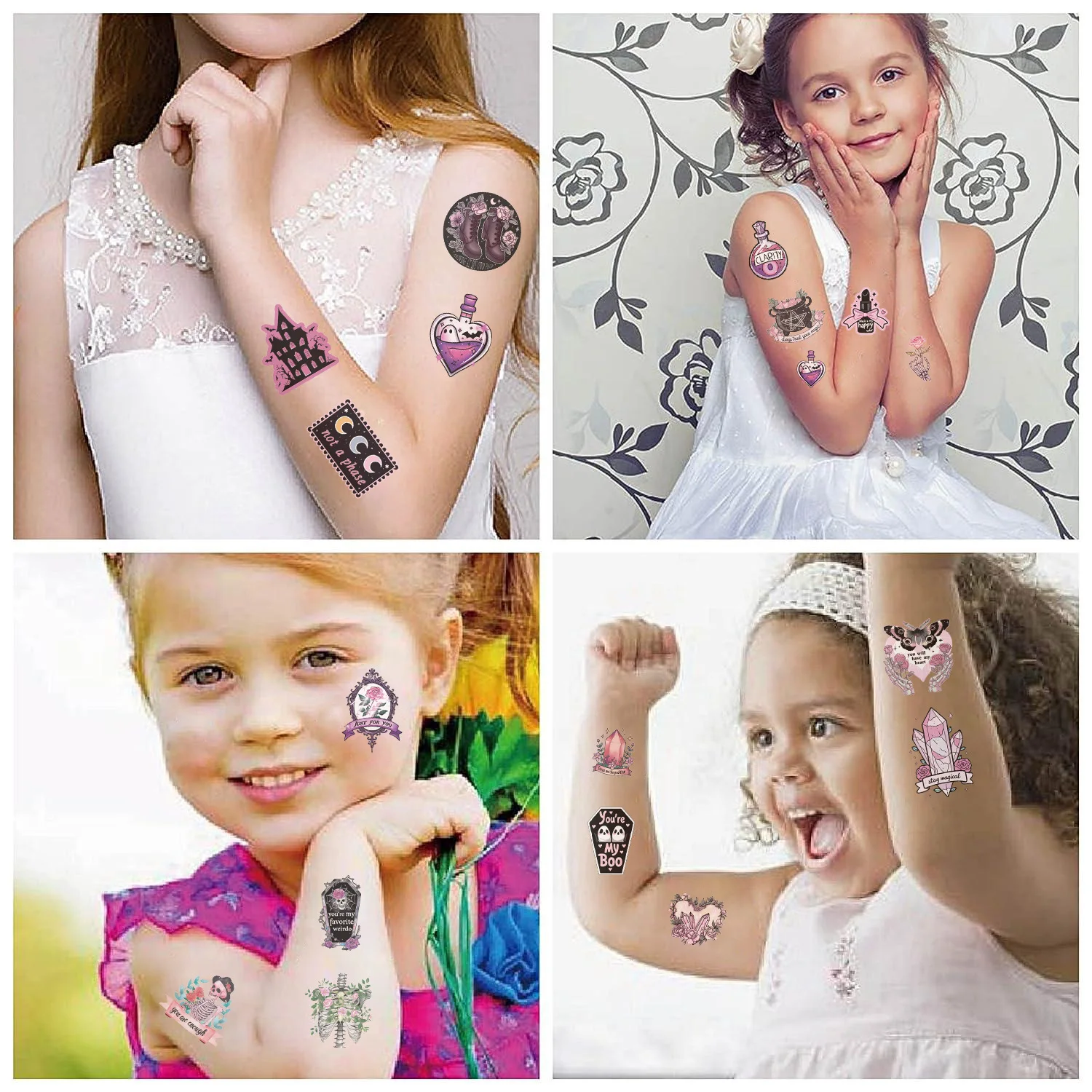 10 Vellen Gotische Halloween Tattoo Sticker Tijdelijke Nep Tattoo Arm Handen Lichaam Waterdichte Tatouages Pour Kids