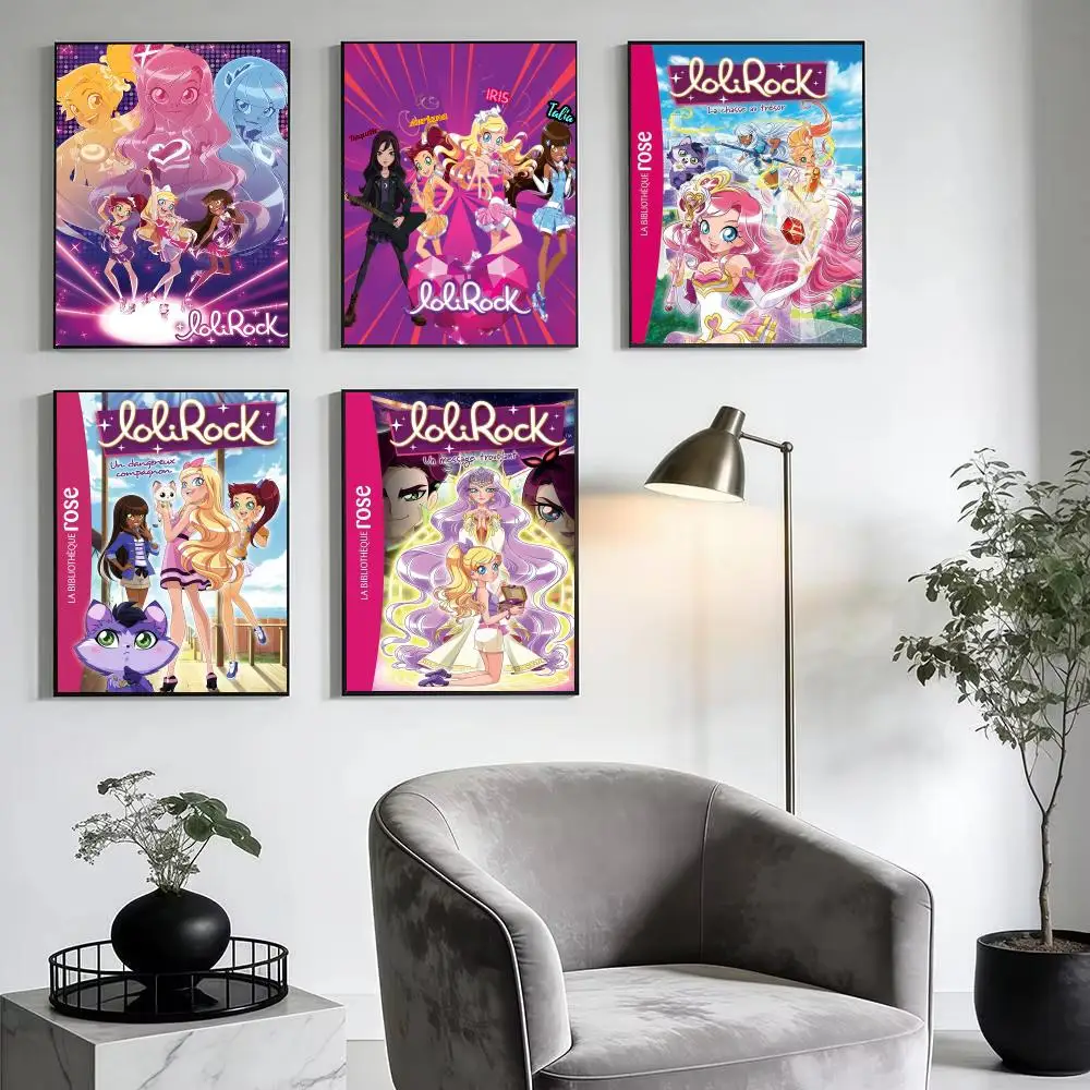 Kawaii Cute Cartoon L-LoliRock Poster Aesthetic Wall Art Print Modern Bedroom Living Room Decor Trendy Gift