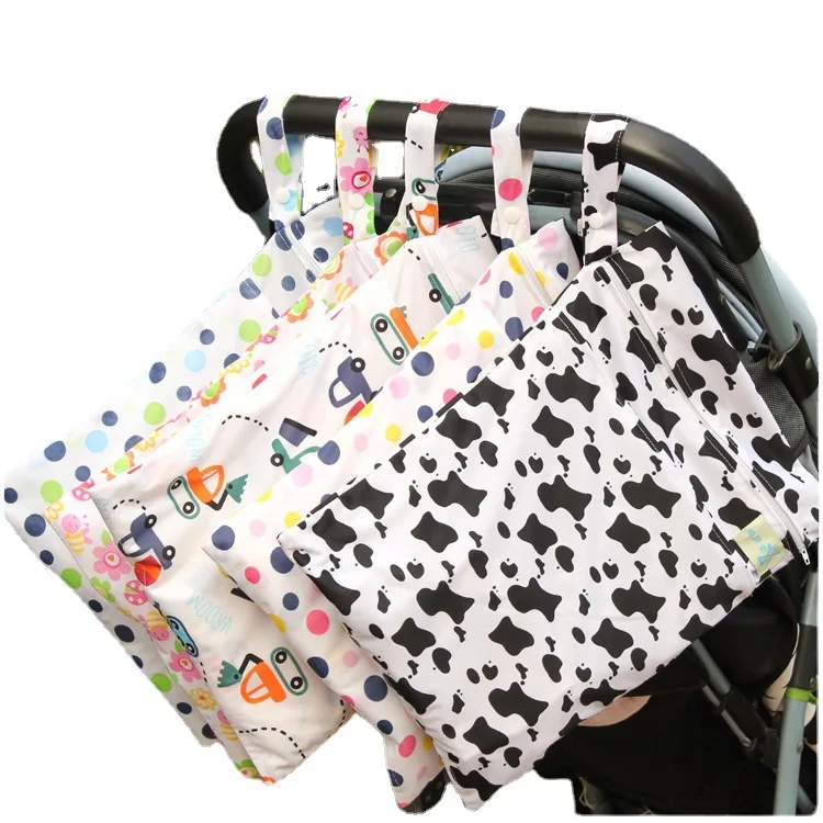 

single pocket wet bag, baby cloth diaper bag, waterproof reusable nappy bags, small size mummy dry bag wholesale Reusable Diaper