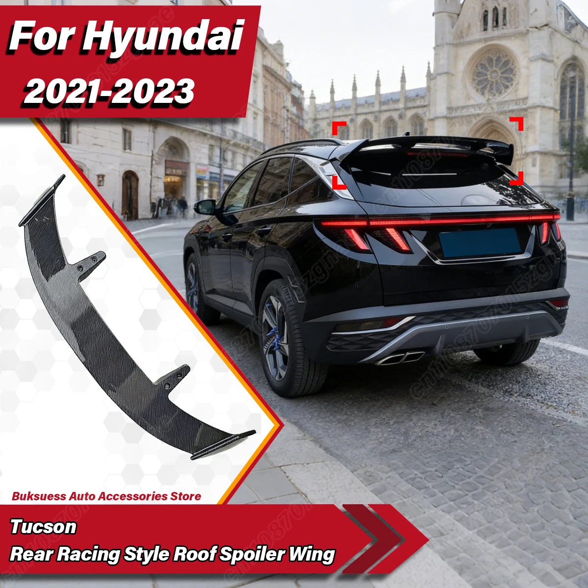 

For Hyundai Tucson 2021 2022 2023 Automobile Racing Style Rear Roof Spoiler Wing Car Rear Splitter ABS Body Modification Kit