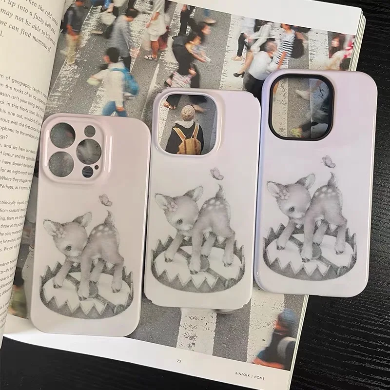 Ins Korean Cute Pink Spotted Deer Case for IPHONE 17 16 ProMax 15 14 Plus 13 12 MINI 11 PRO 16Plus XR XS MAX Acrylic Phone Cover - Image 4
