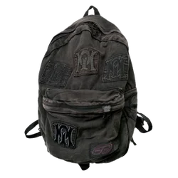Y2k Embroidery Backpacks Women Washed Vintage Gothic Schoolbags MEN Design Mochila Casual School Backpack for College Students