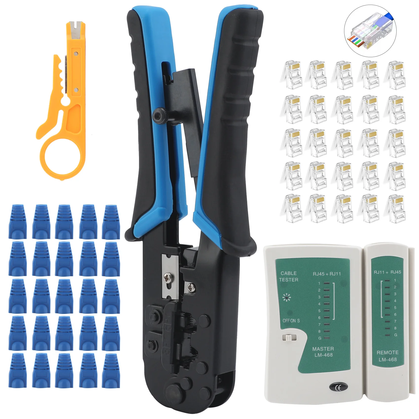 Network tool set Super five six crystal head RJ45 crimping 8P6P network cable tester tool 53-piece set