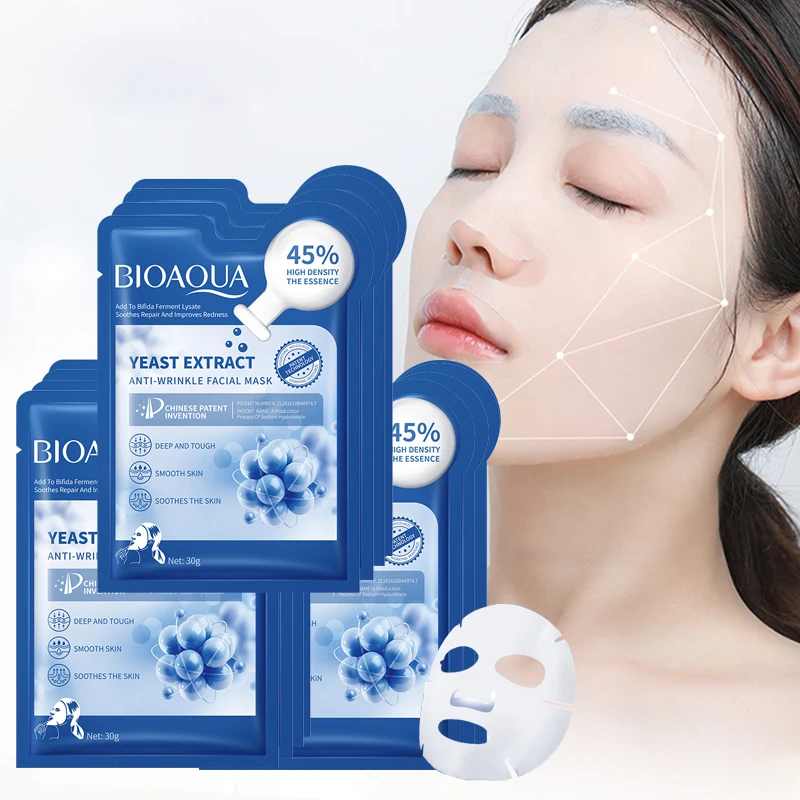 

12 Pieces BIOAOUA Bifid Yeast Anti-wrinkle Facial Mask Hydrating Moisturizing Rejuvenation Mask Anti Age Skin Care Wholesale