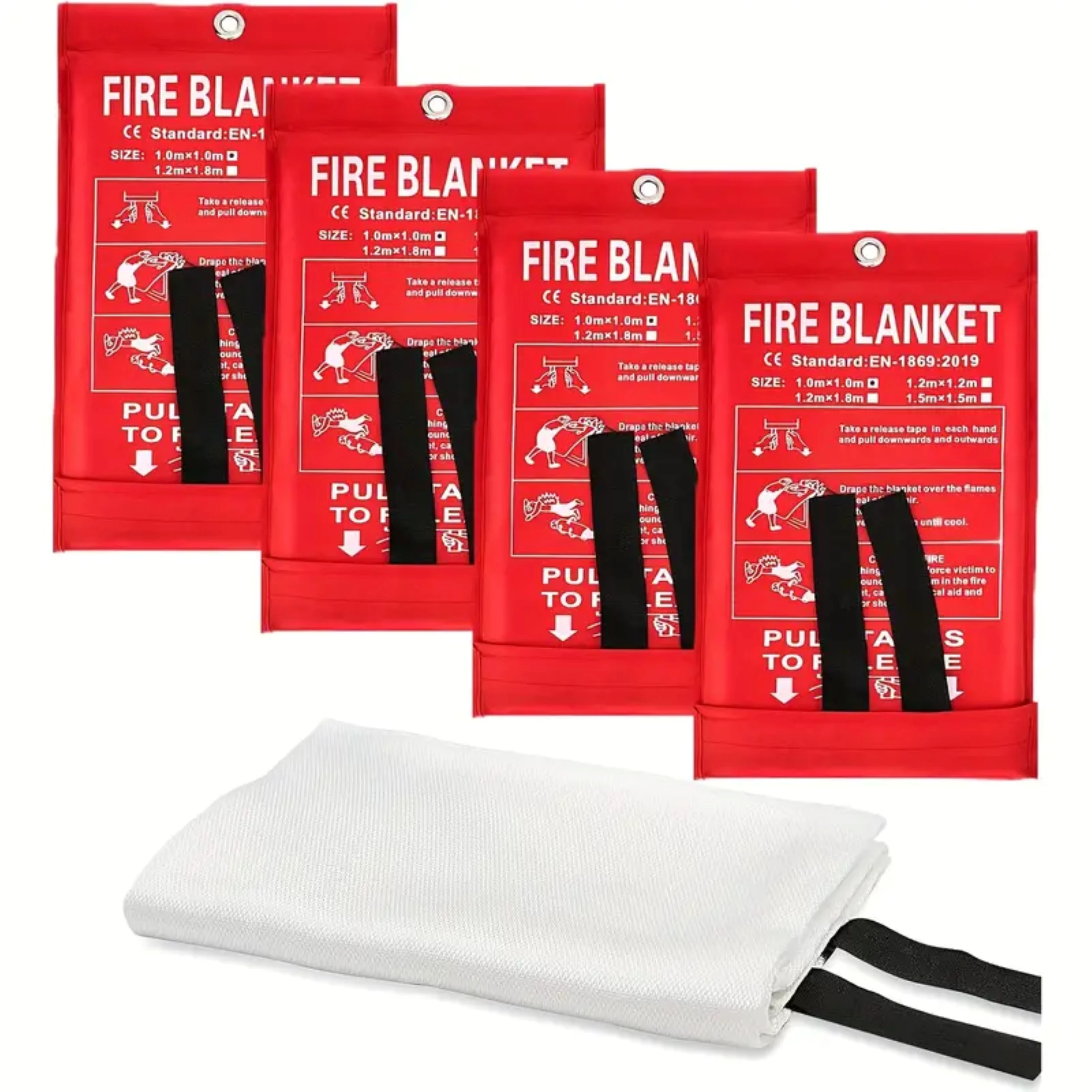 Emergency Fire Blanket - 4 Pack -Fiberglass Fire Suppression Blanketfor Kitchen, 40" x 40" Fire Blanket forHome,for Kitchen,Fire