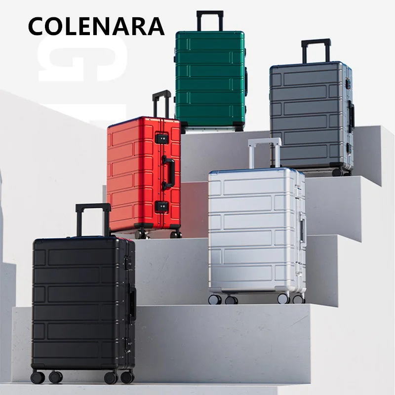 

COLENARA Suitcase All Aluminum Magnesium Alloy Boarding Box 20"24"28 Inches Large Capacity Men's Business Trolley Case Lugga