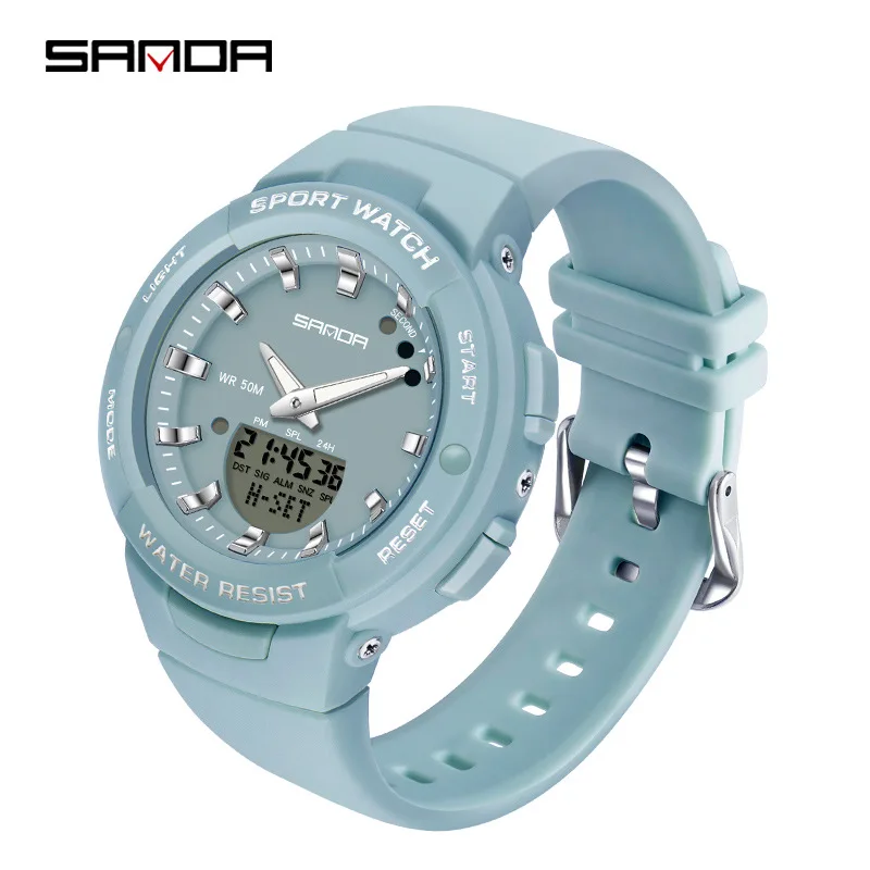SANDA6005 Outdoor Sports Electronic Watch Japanese Movement Waterproof Night Light Fashion Leisure Male and Female Student Watch