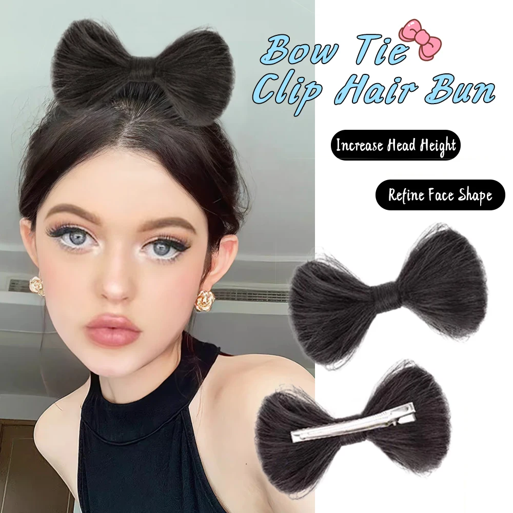 

WEILAI Synthetic High-Temperature Silk Black Brown Wig Bow Hair Bun Fluffy Claw Hair Bun Straight Hair Accessories