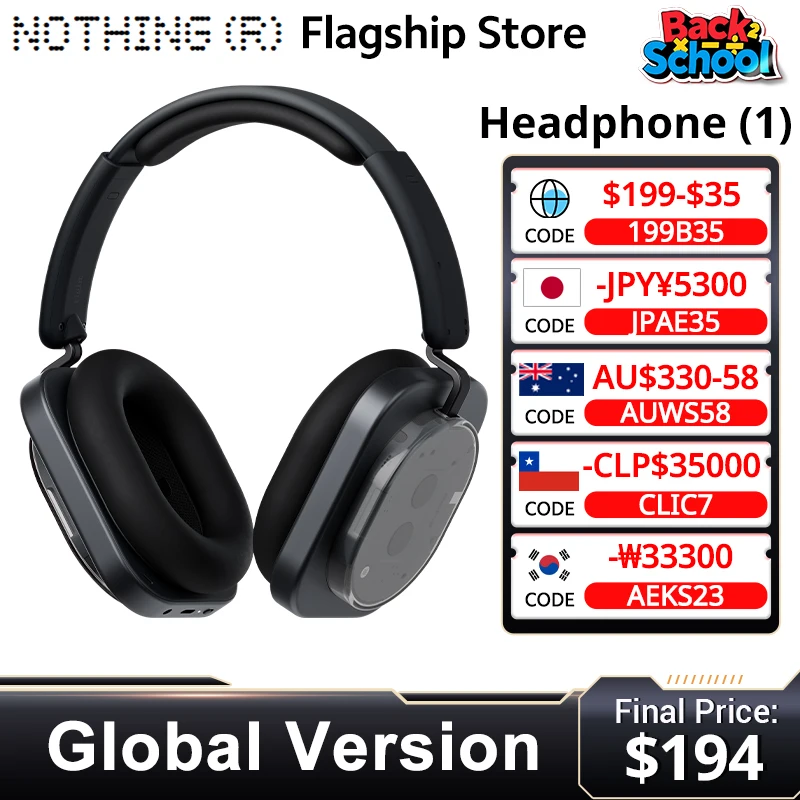 Global Version Nothing Headphone (1) 40mm Dynamic Driver Wireless Headphone 15 Quick Charge ANC Headset Support AAC SBC LDAC