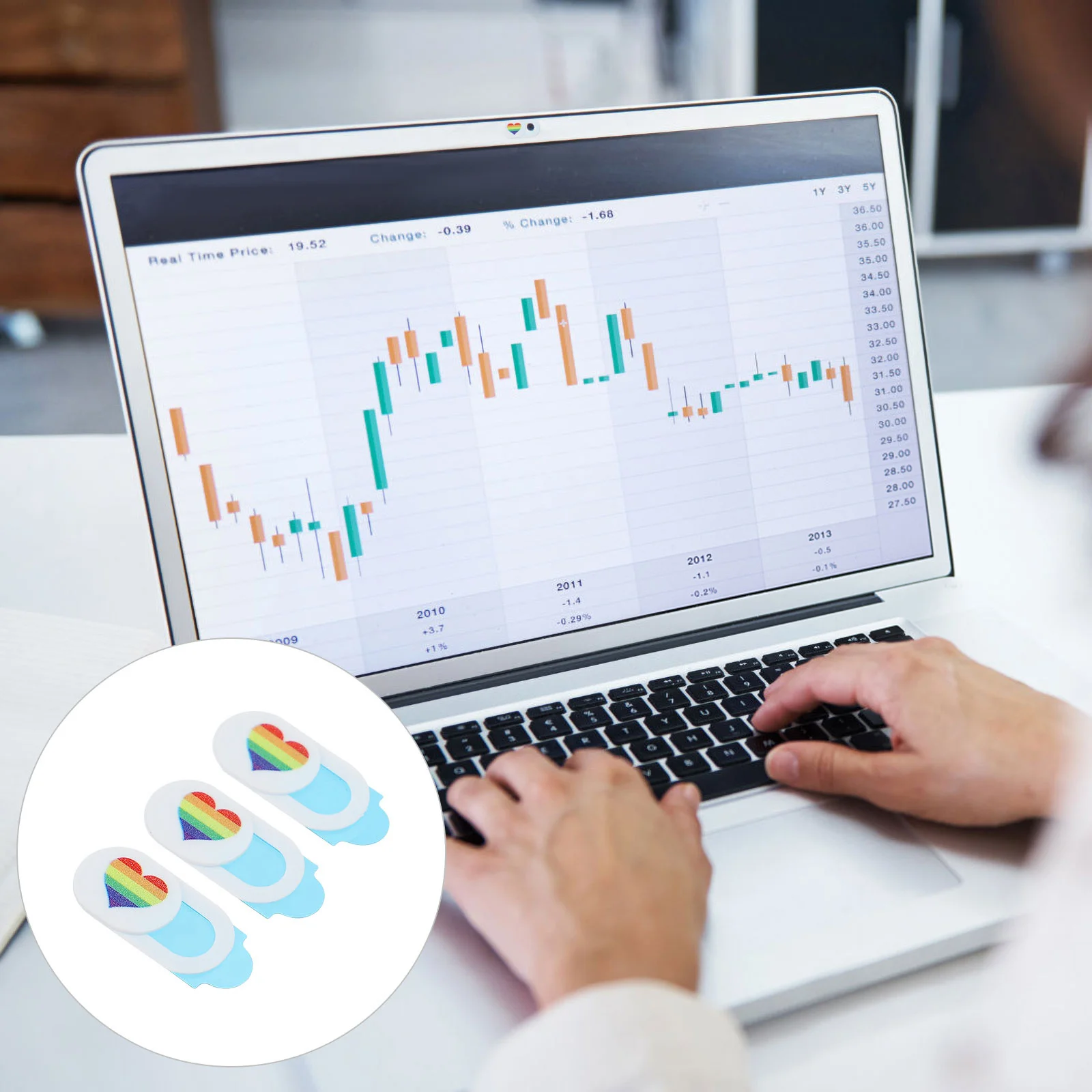 

3Pcs Web Cover Slide for Laptop Desktop Tablet Anti-Peeping Protection with Colorful Heart Design Easy Stick