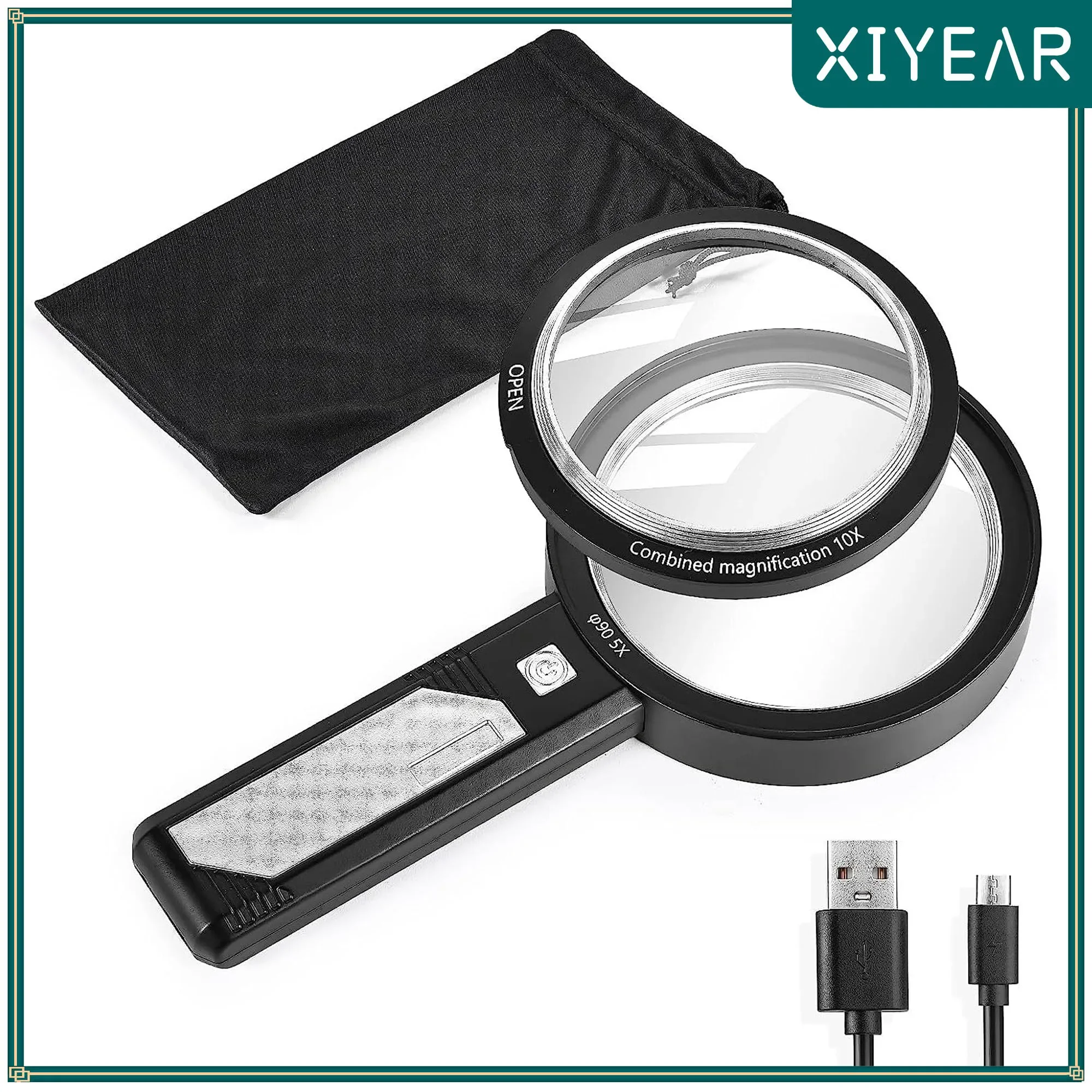 

Reading Magnifier 5X/10X/15X Handheld Magnifier Dual Lens Magnifier Read Books Newspapers Maps Appraise Jewelry Antiques