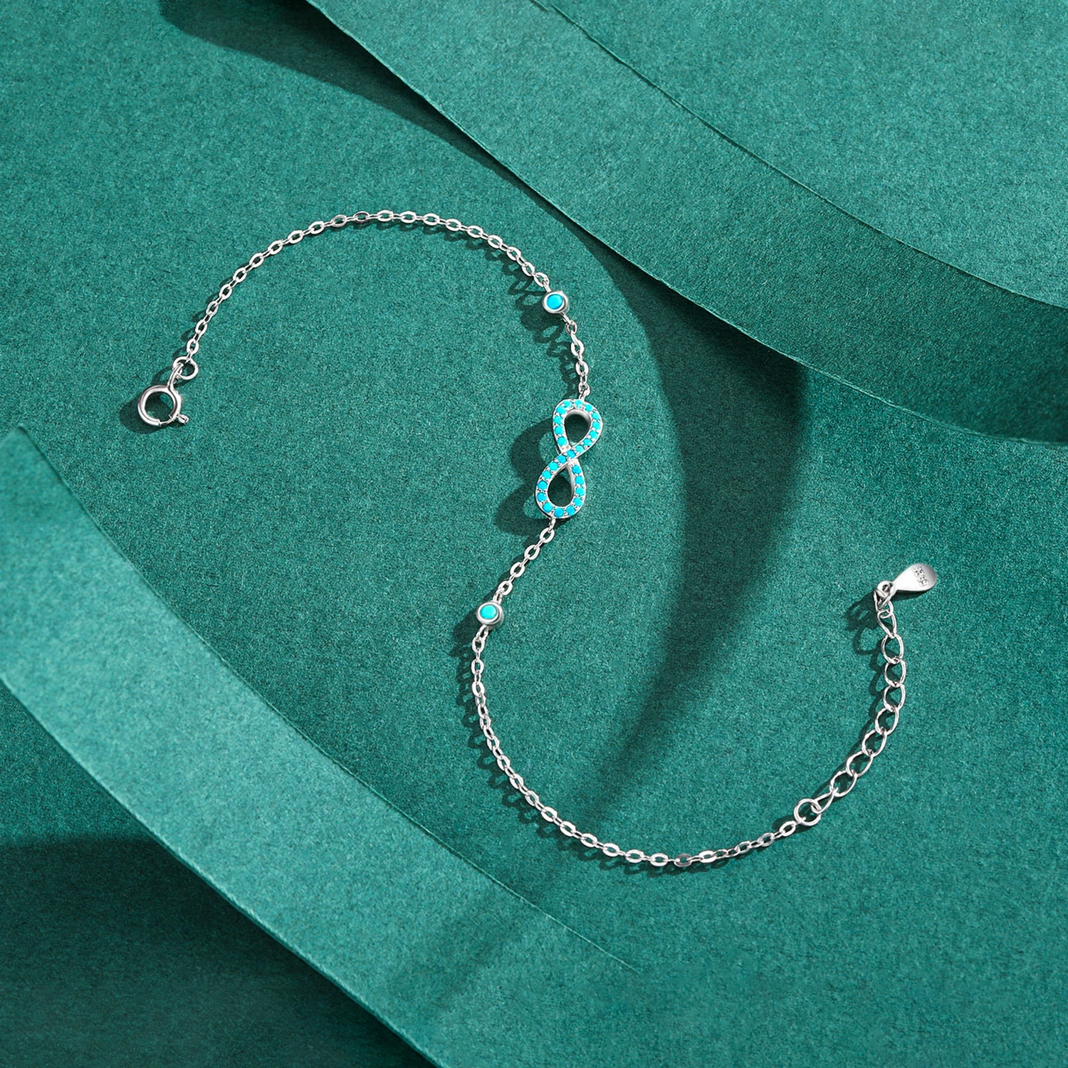 MODIAN Romantic Infinite Love Bracelet 925 Sterling Silver Vintage Natural Turquoise Chain Bracelets For Women Wedding Jewelry