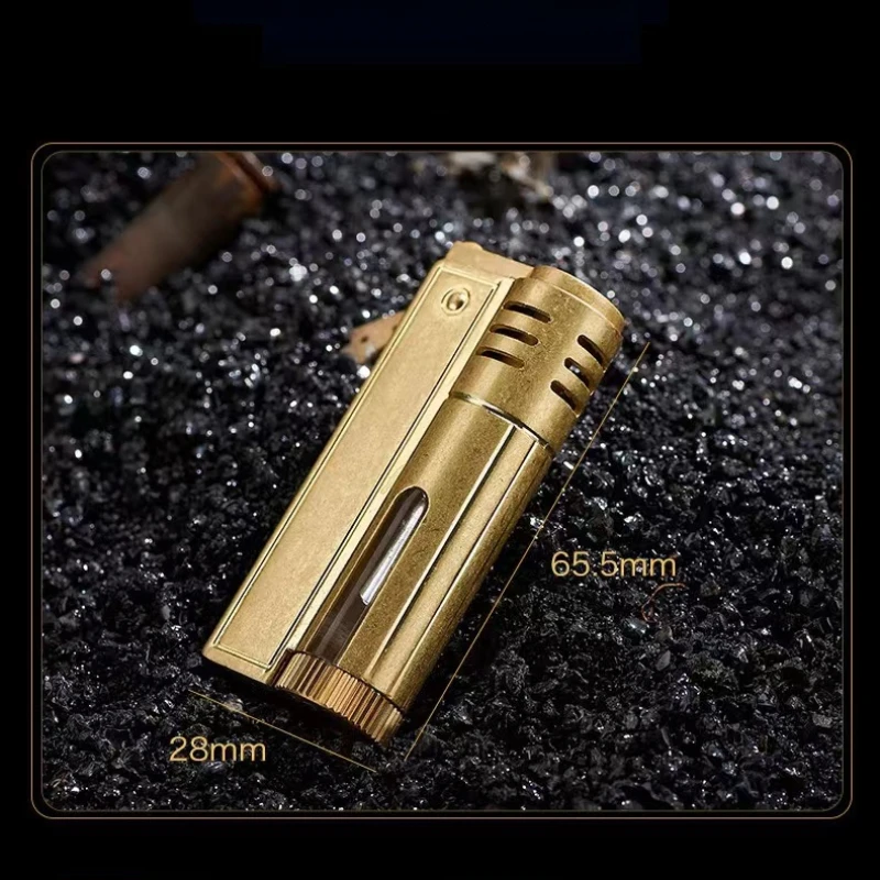 Classic Retro Gasoline Lighter Metal Windproof Open Flame Cigarette Lighters Grinding Wheel Flintstone One-Key Ignition