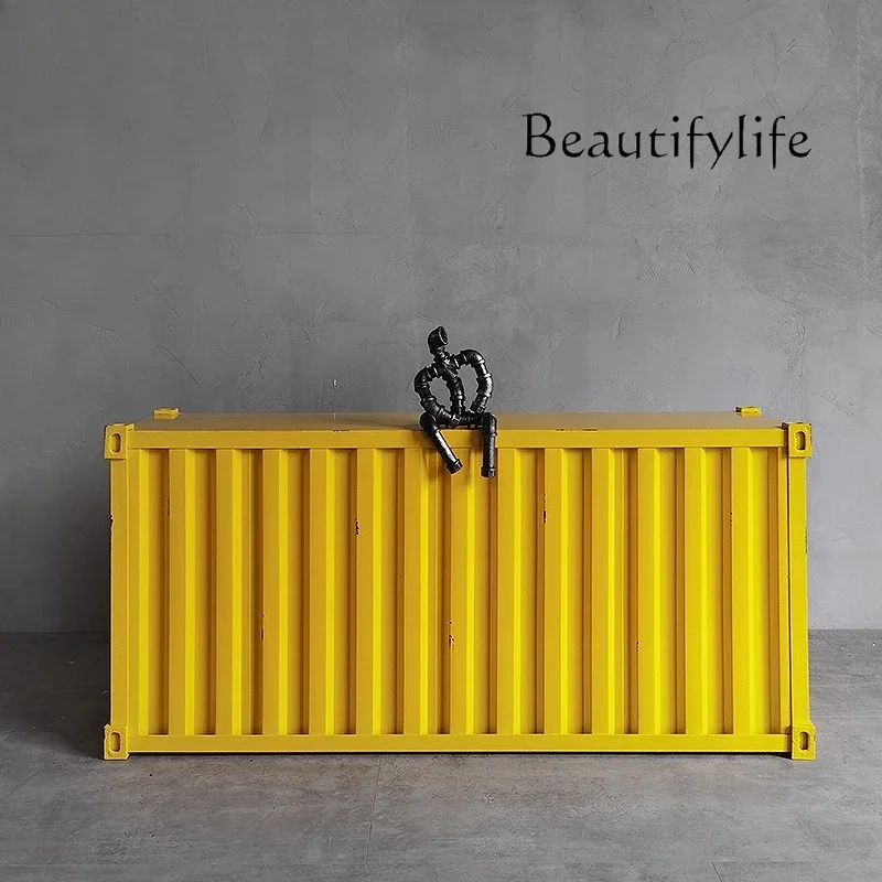 

NEW Container Retro Industrial Style Storage Cabinet Personalized Creative Wrought Iron Dining Side Tea Cabinet Designer Model