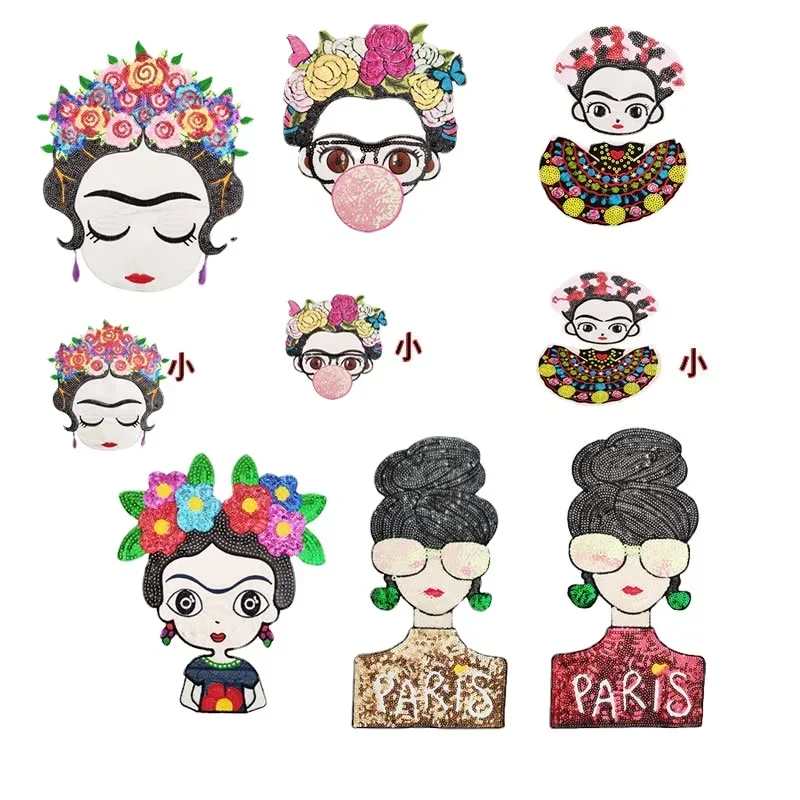 

20pcs/Lot Luxury Sequin Embroidery Patch Mexican Character Girl Flower Shirt Clothing Decoration Accessory Craft Diy Applique