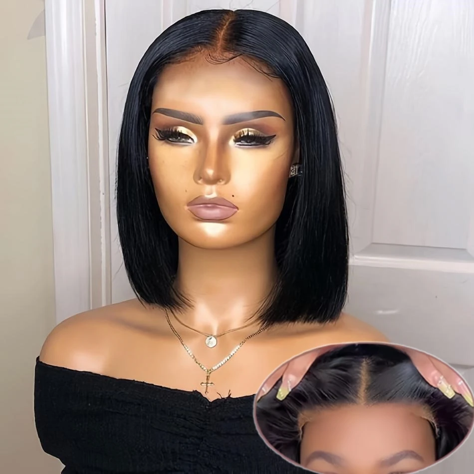 5x5 Lace Frontal Wig Glueless Human Hair Wig Ready To Wear Short Bob Straight Wig4x4 Pre Plucked Closure Wig Lace Front Wigs