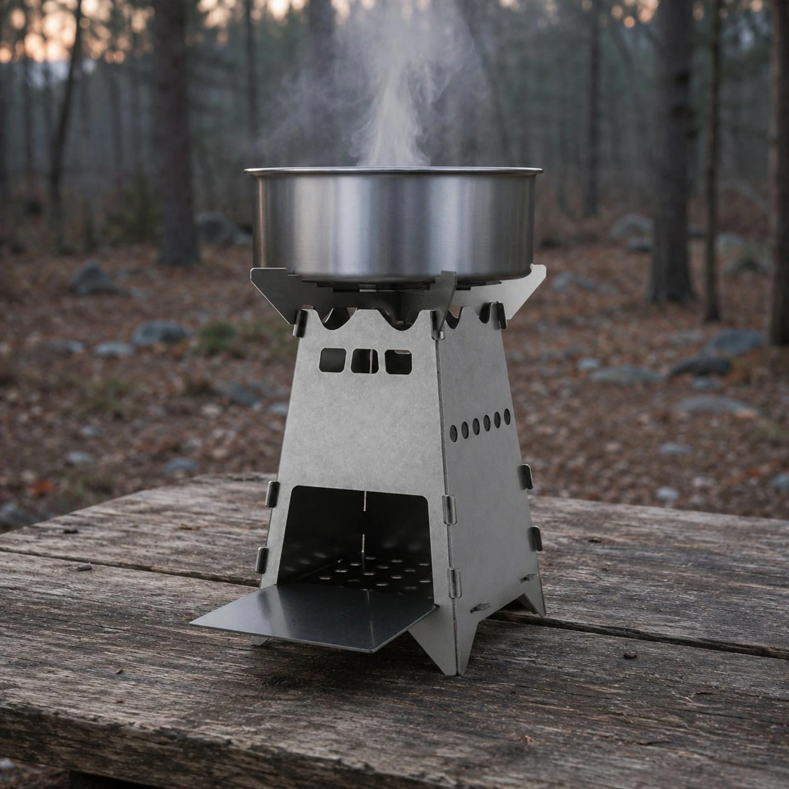 

Portable Compact Cooker Perforated Base Titanium Alloy Cooker Outdoor Cooking Gear Fuel Saving Long-Lasting