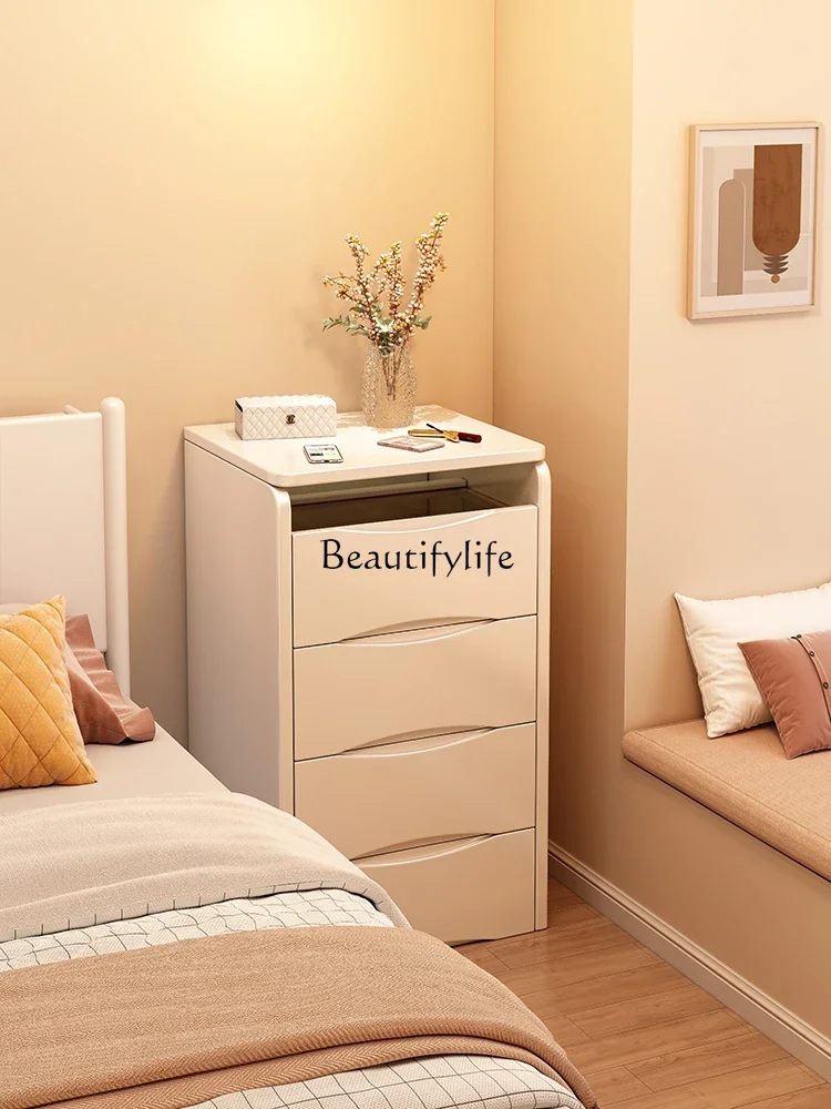 

Solid Wood Dresser Chest of Drawers with Mirror Small Apartment Bedroom Simple Flip Makeup Table Dual-Use
